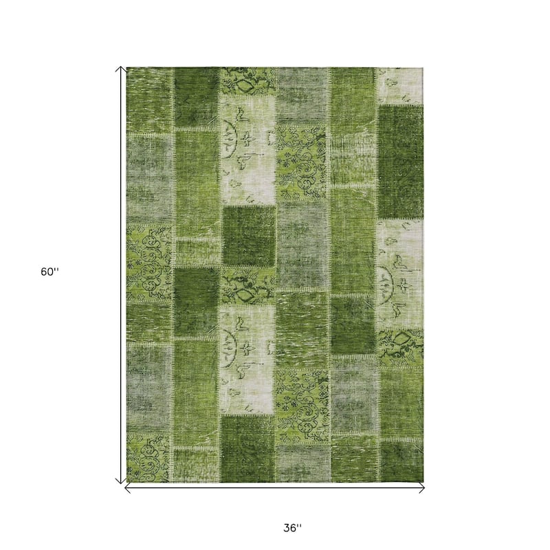HomeRoots Patchwork Traditional Rectangle Outdoor Rug