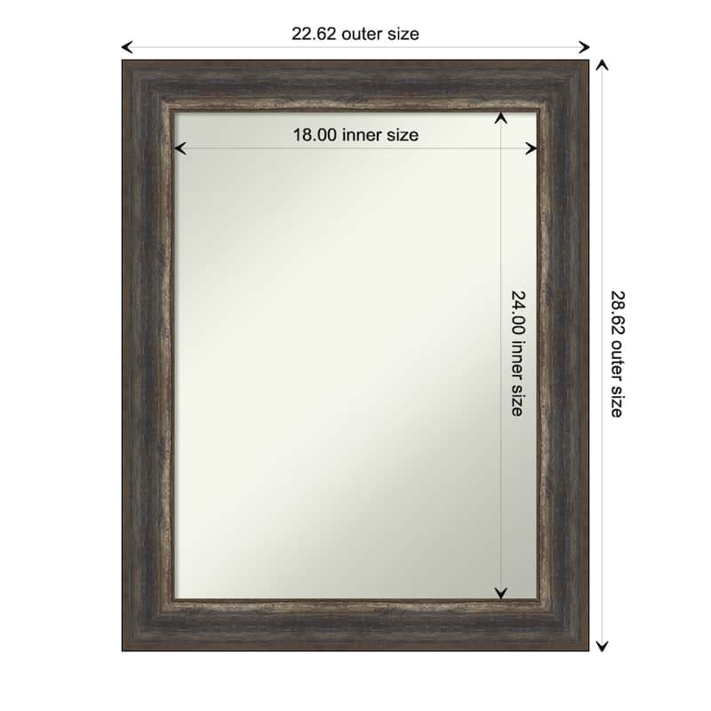 Non-Beveled Wall Mirror - Alta Rustic Char Frame