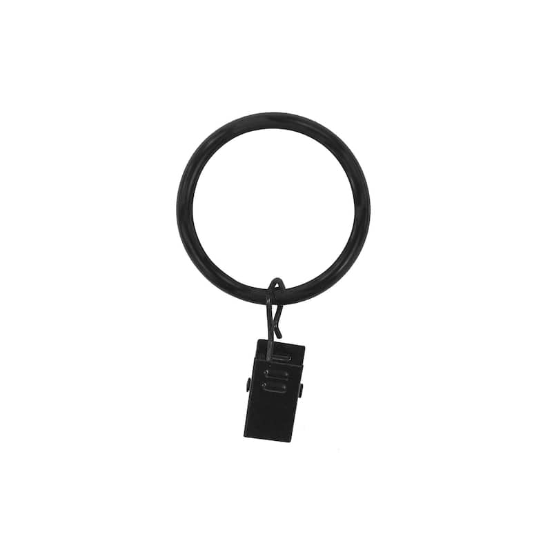 Lumi 1-1/2 in. Clip Rings For 1 in. Curtain Rods(7-Pack) - Matte Black