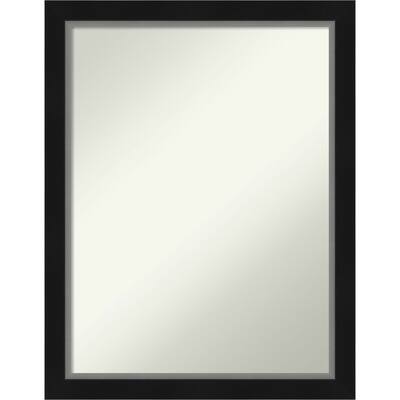 Non-Beveled Bathroom Wall Mirror - Eva Black Silver Narrow Frame
