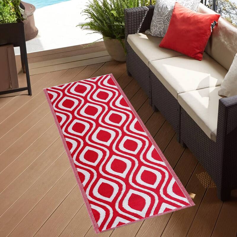 Playa Rug Outdoor Recycled Reversible Plastic Folded Mat/Rug Venice Collection Lightweight & Weather, Water and UV Resistant
