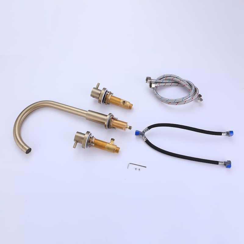 8 in. Widespread Double Handle Bathroom Faucet in Brushed Gold
