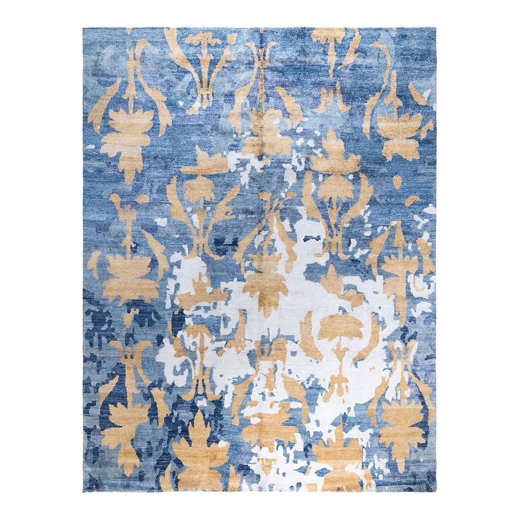 Modern One-of-a-Kind Hand-Knotted Area Rug, Blue - 9' 2" x 11' 10"