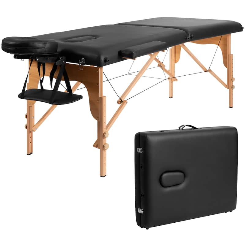 Costway 84''L Portable Massage Table Adjustable Facial Spa Bed Tattoo - Black