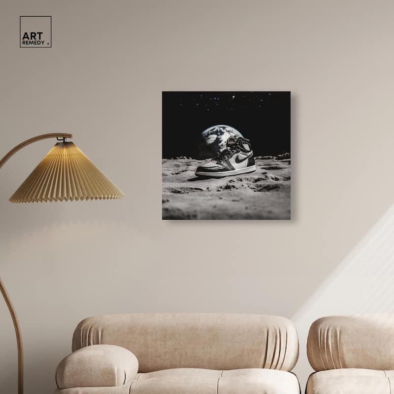Moon Kicks Canvas by Art Remedy, Gallery Wrapped