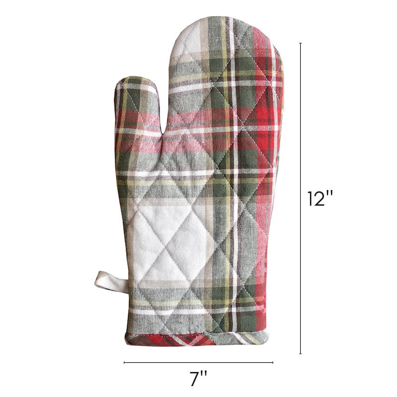 Fabstyles Celebration Plaid Set of 2 Terry Cotton Oven Mitt - 7x12