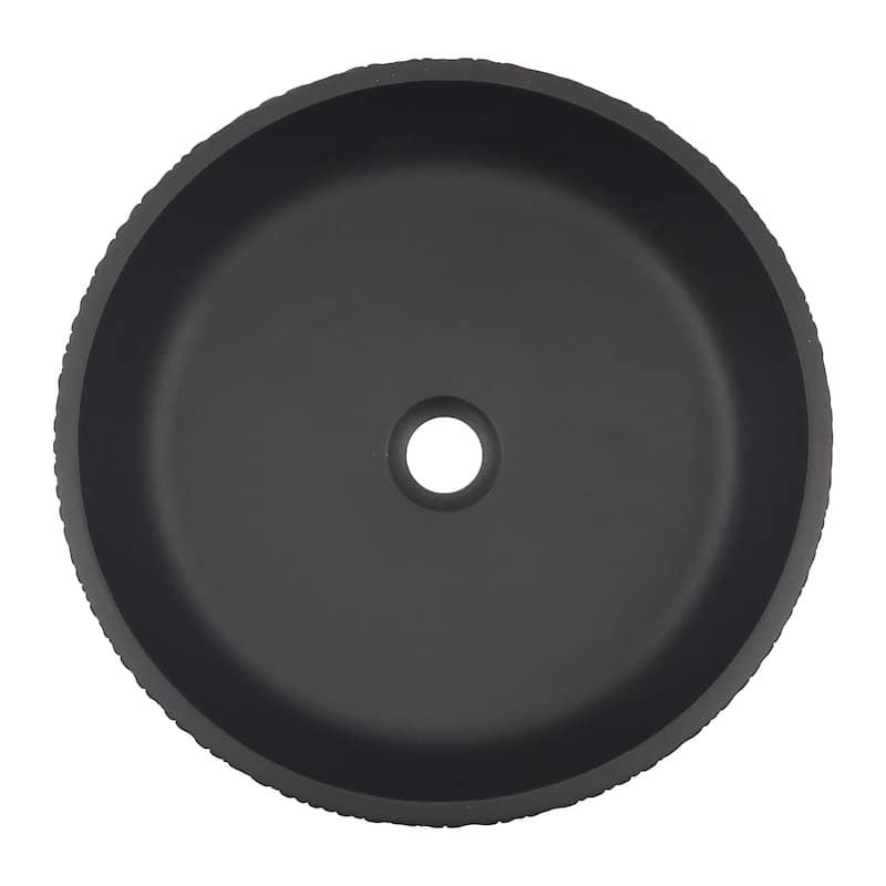 Yale Round Crystal Glass Bathroom Vessel Sink in Black