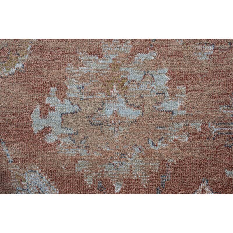 Eno Elmina Rust, Beige, Ivory, and Green Viscose Area Rug - 2'3" x 12' Runner