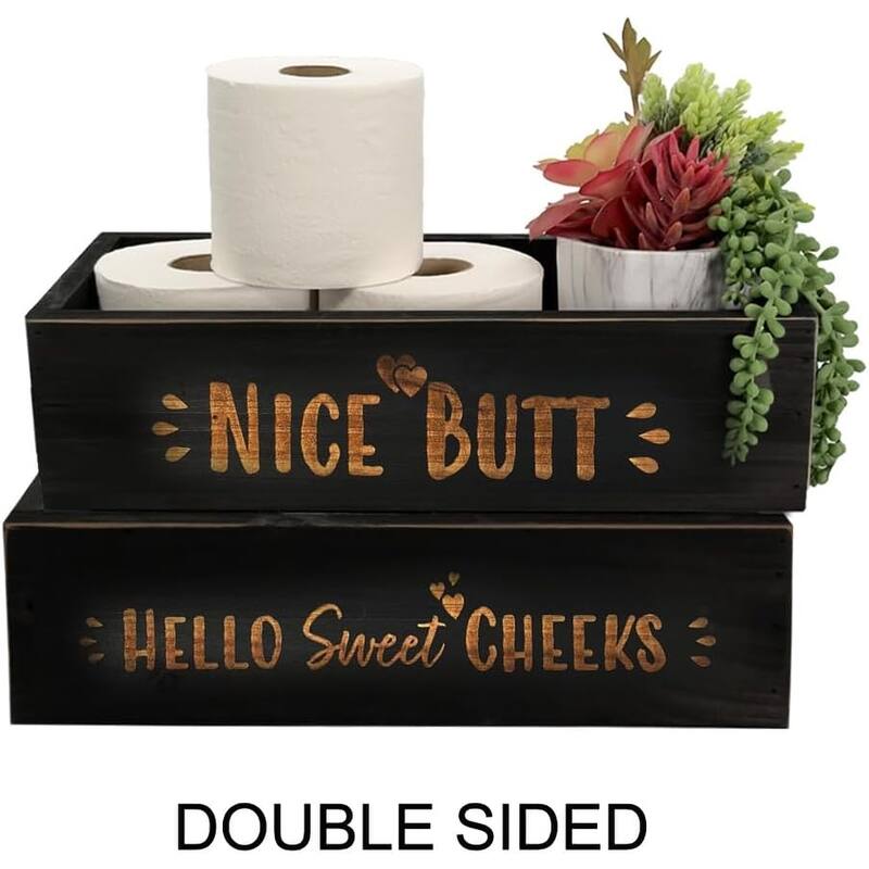 Hello Sweet Cheeks Wood Toilet Paper Holder, Farmhouse