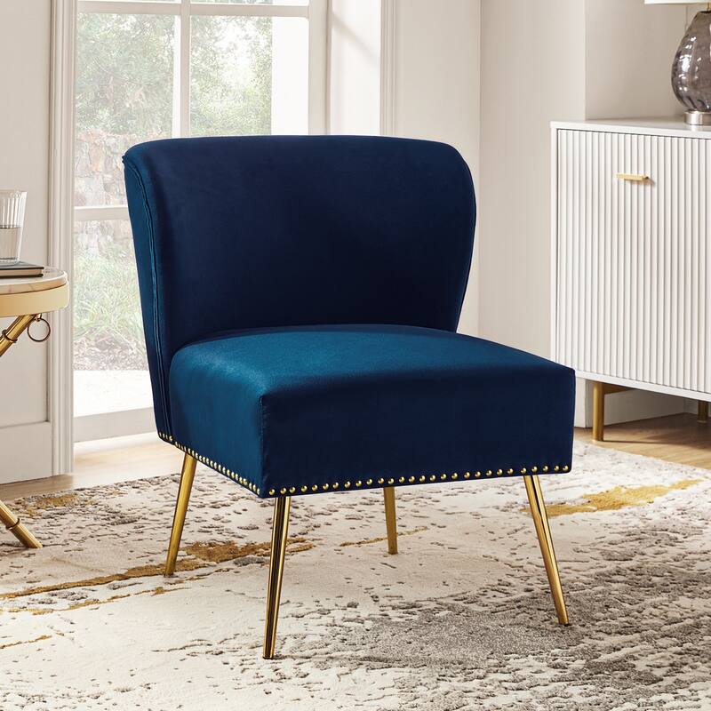 Celtia Modern Velvet Accent Side Chair with Nailhead Trim by HULALA HOME