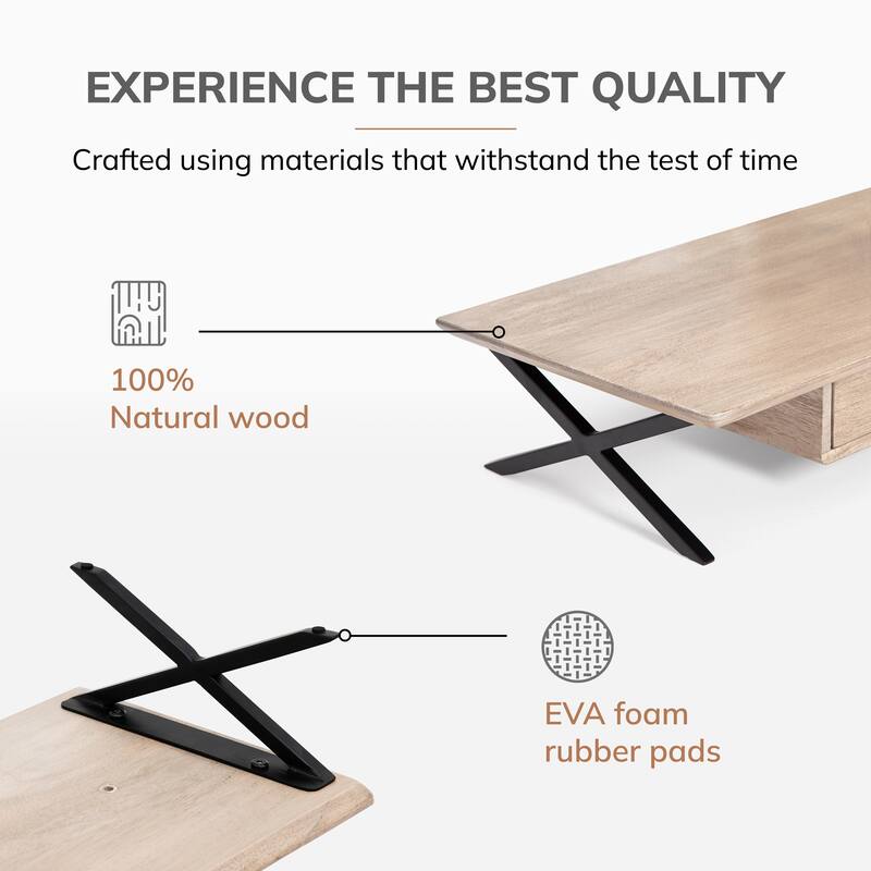 Jani Wood Monitor Stand Riser Desk - Ergonomic Design Stand, Desktop Organizer Table for Home, Office Workspace, Gaming Desk