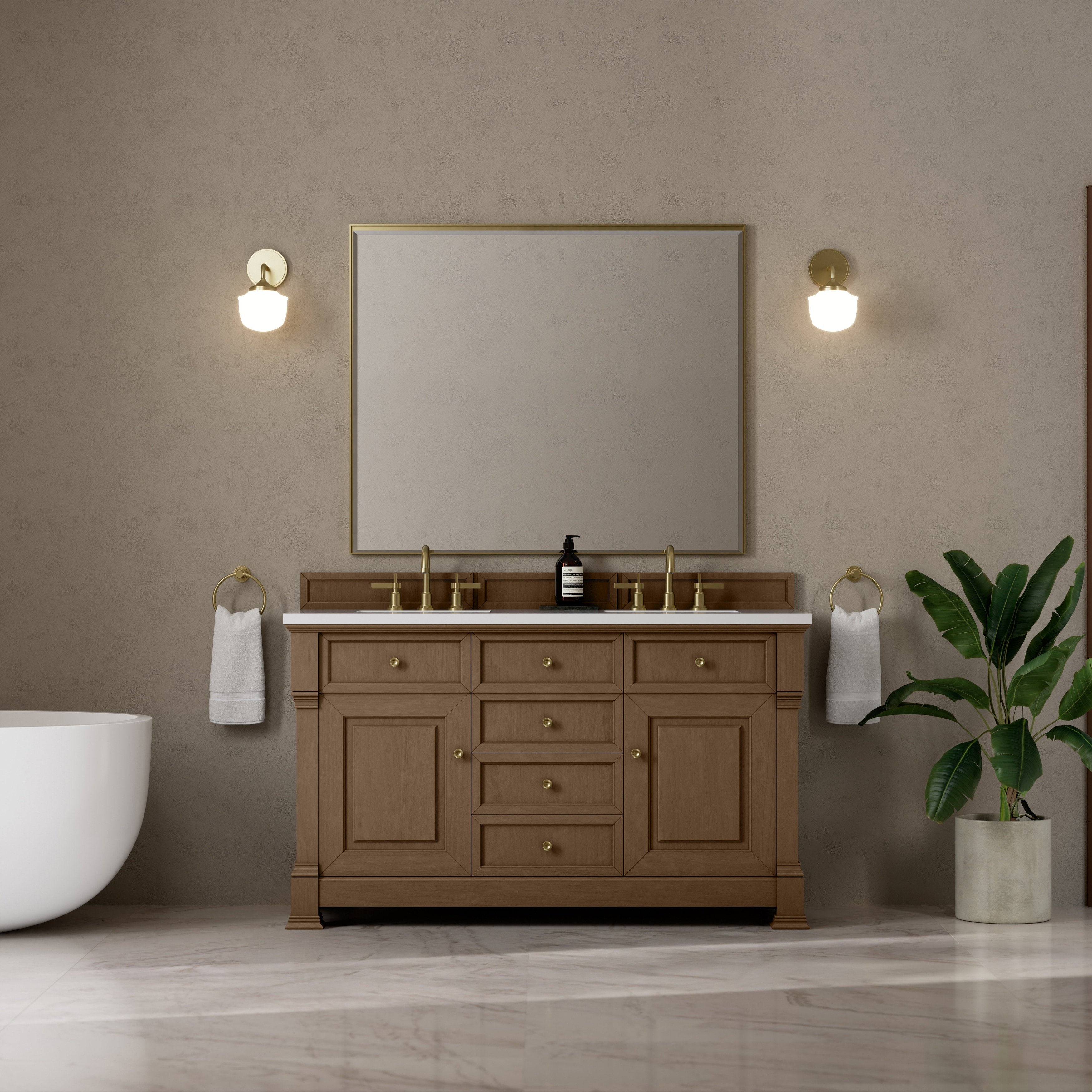 James Martin Vanities Brookfield 60D" Double Vanity, Pecan
