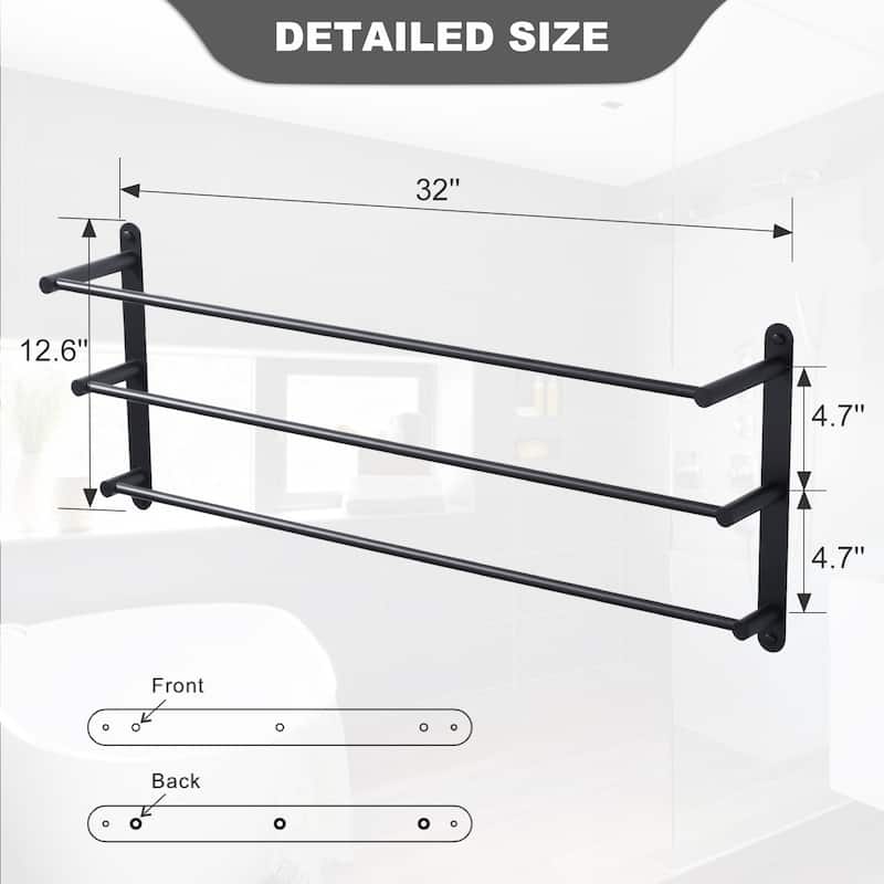 WOWOW 3-Tier Wall Mounted Towel Rack in Brushed Nickel