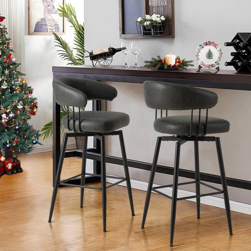 Glitzhome 26 or 31 Inches Modern Upholstered Swivel Counter Height Bar Stools