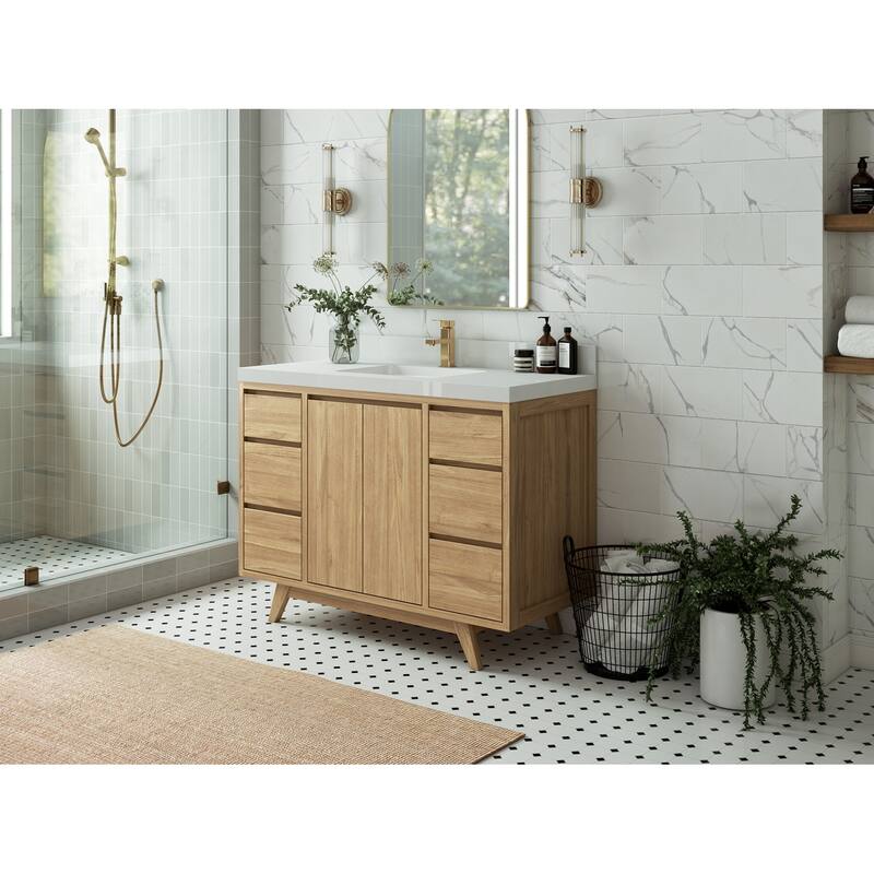 Willow Collections 48 in. W x 22 in. D Madison Teak Single Sink Bathroom Vanity with Countertop
