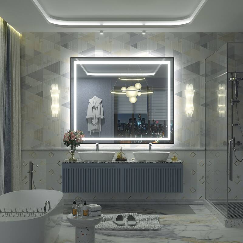 Black Metal Framed LED Front Light and Backlit Anti-Fog Wall Bathroom/ Vanity Mirror