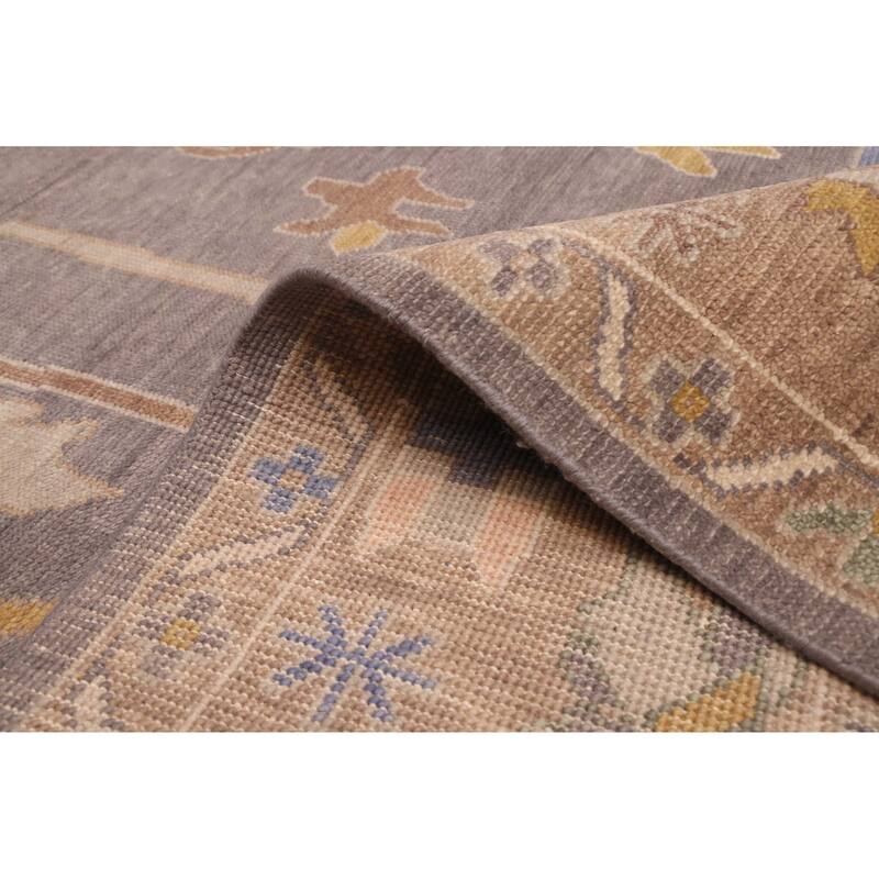 ECARPETGALLERY Hand-knotted Modern Oushak Dark Grey Wool Rug - 8'9 x 11'11