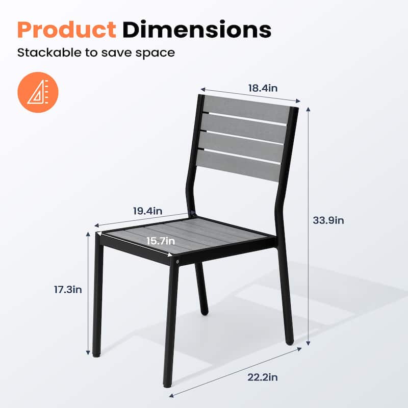 Pellebant Outdoor Patio Aluminum Stackable Dining Chairs - 19.4in D x 15.7in W x 33.9in H