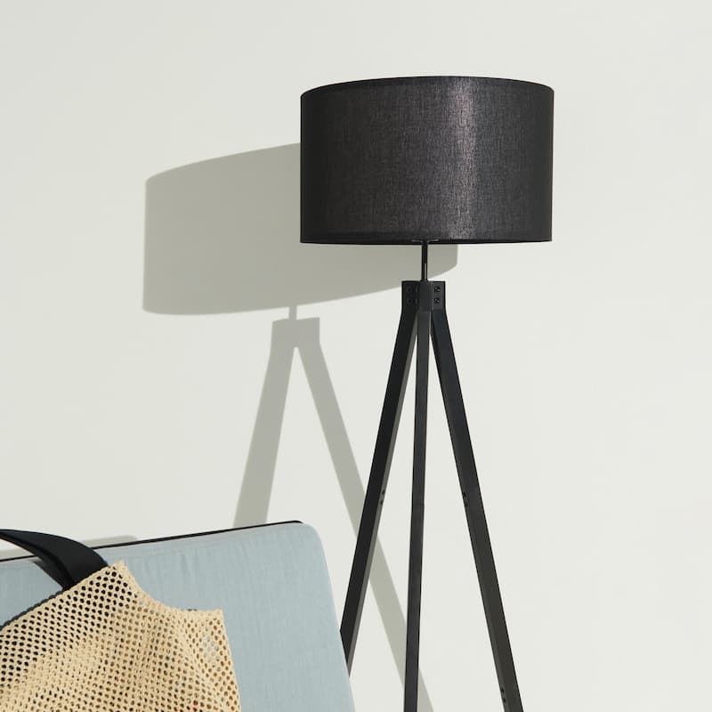 Brightech Eden 58 in. Traditional 3-Way Dimming LED Tripod Floor Lamp with Beige Fabric Drum Shade