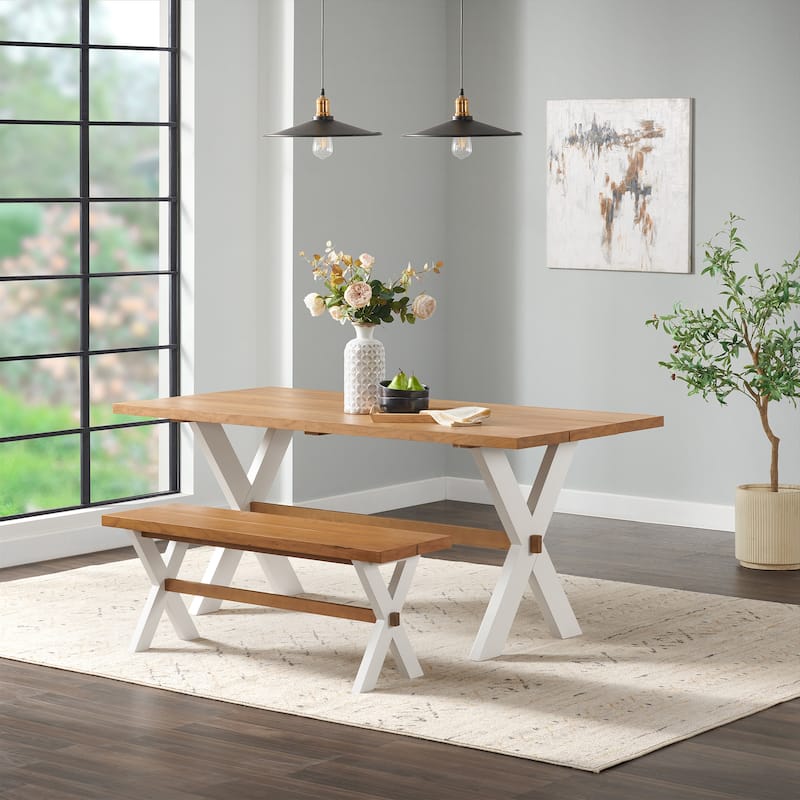 Chelsea 72" Dining Table with Bench, Set of 2 - Warm Cherry