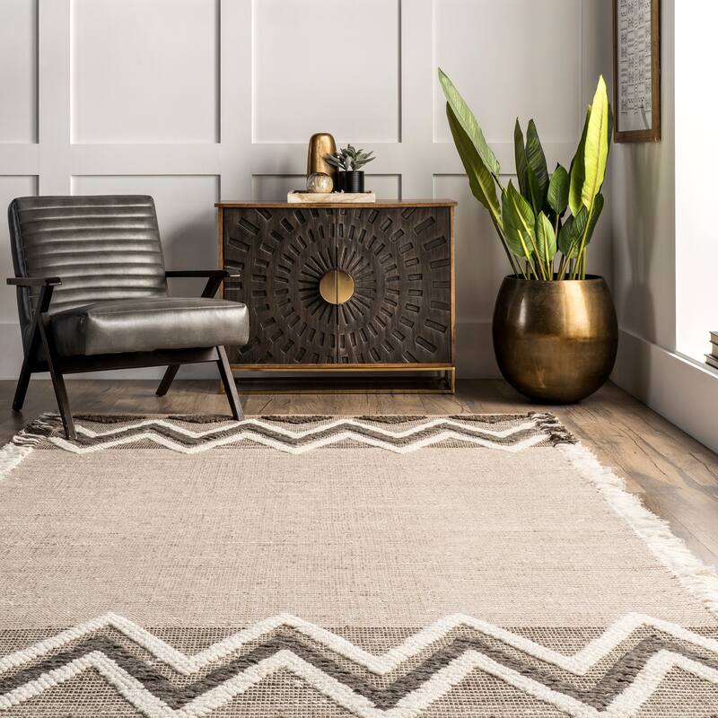 Nuloom Dylan Textured Wool Modern Shaggy Fringe Area Rug