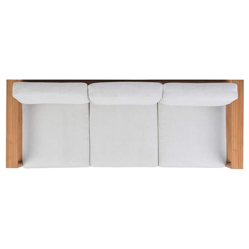 SAFAVIEH Couture Saint Lucia Reeded Teak Wood Patio Sofa - 80"W x 30"D x 24"H