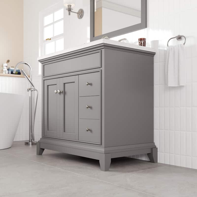 Elite Stamford Bath Vanity with Carrara Quartz Top and Porcelain Sink
