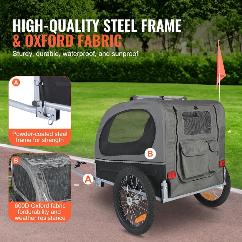 Dog Bike Trailer, Supports up to 88 lbs, Pet Cart Bicycle Carrier, Easy Folding Frame with Quick Release Wheels, Universal Bicy