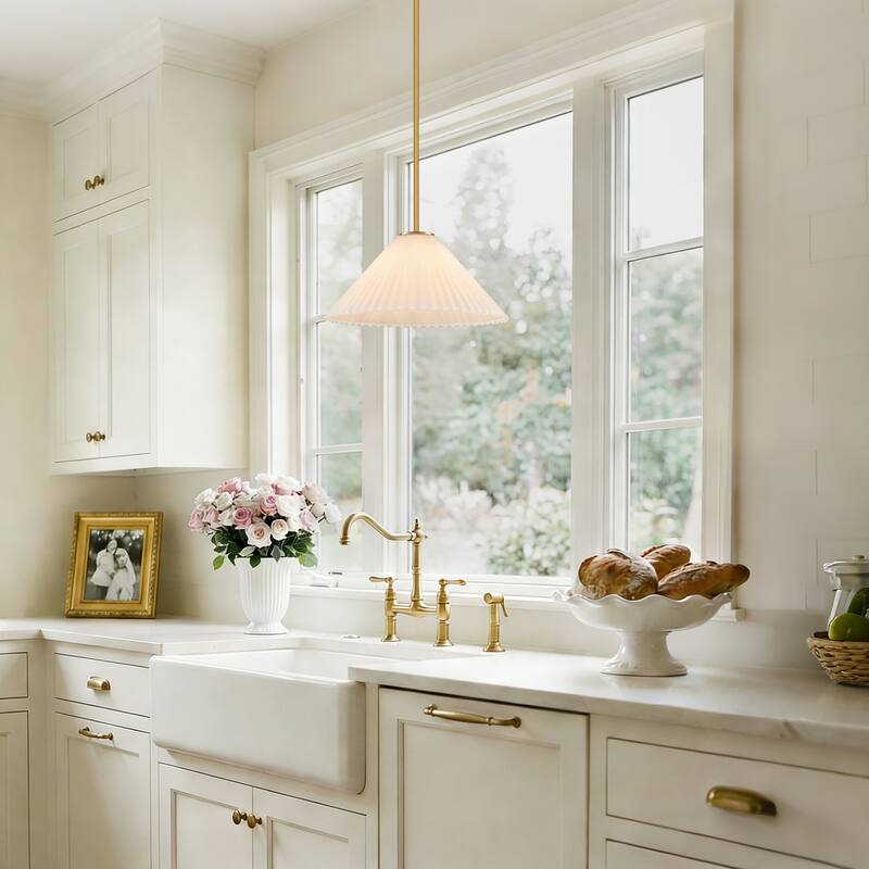 LamQee 1 -Light Metal Cone Pendant Light Adjustable Hanging Lighting - 15.7inch