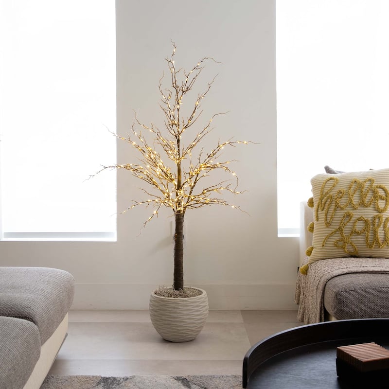 Pre-Lit Brown Twig Artificial Christmas Tree - 4' - Warm White LED Lights