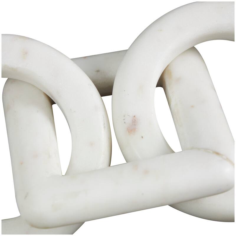 Marble Geometric 3 Link Chain Sculpture with Various Shapes (Set of 3) - Black, White, Gray