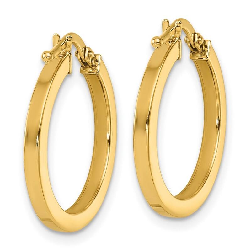 Curata 14k Yellow Gold Polished Square Tube Hoop Earrings - 20.5x19.8mm