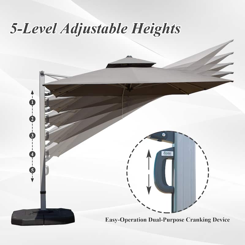 Rectangle Cantilever Umbrella with Center Pole, Gray (Base Not Included)