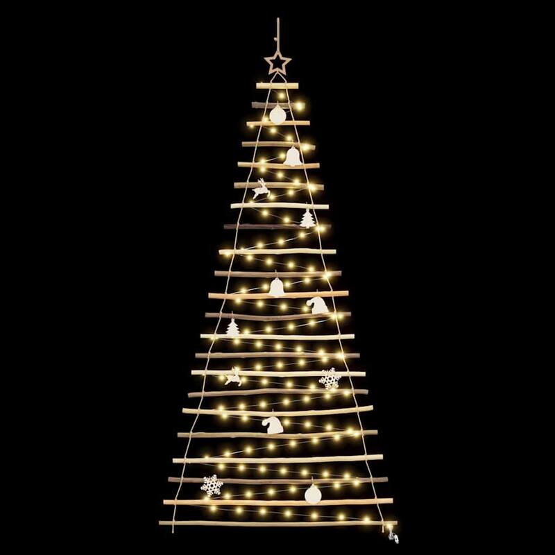 vidaXL Christmas Tree with LEDs Natural Solid Ash wood