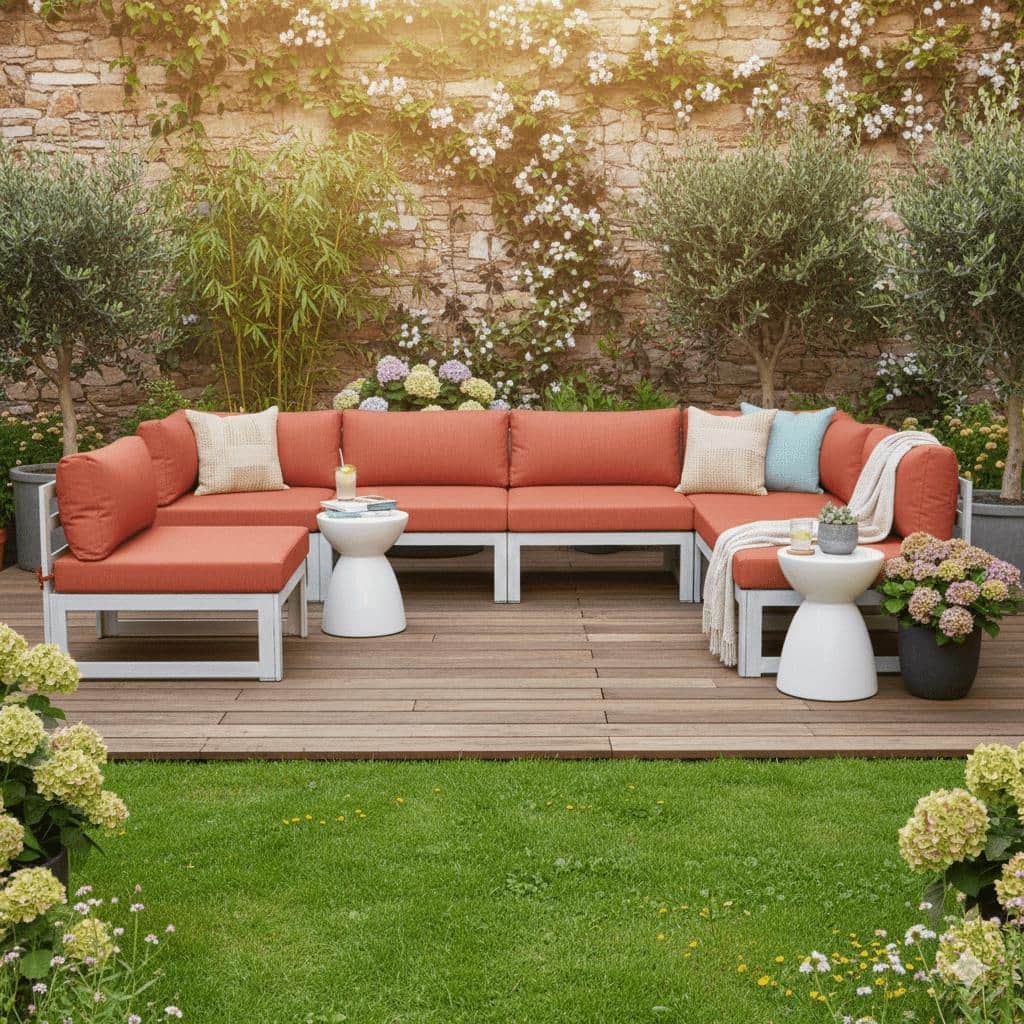 Chelsea 6-Piece Modern Aluminum Outdoor Sectional Set - Rust-Proof & UV Resistant Modular Patio Sofa with All-Weather Cushions