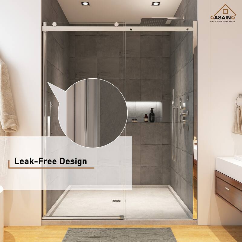 CASAINC 60"*76" Frameless Single Sliding Shower Door