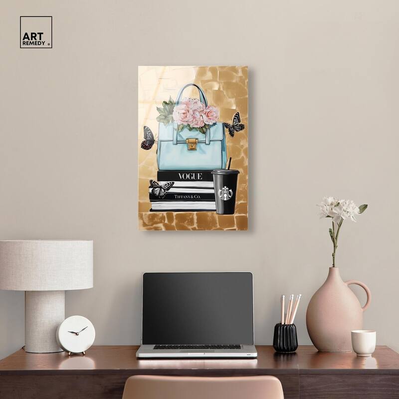 Golden Era of Glam Books Acrylic by Art Remedy, Ready to Hang