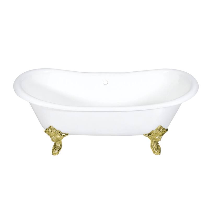 Kingston Brass Aqua Eden 72 Clawfoot Cast Iron Soaking Tub with Center