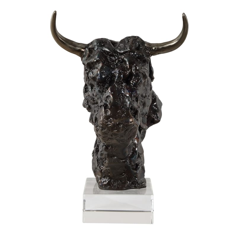 Bison Bust Tabletop Sculpture - 13.25" - Bronze and Gold