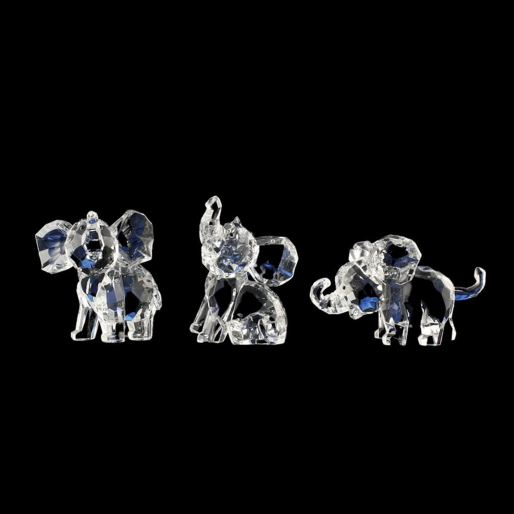 Icy Crystal Baby Elephants Tabletop Figurines - 3.75" - Set of 4
