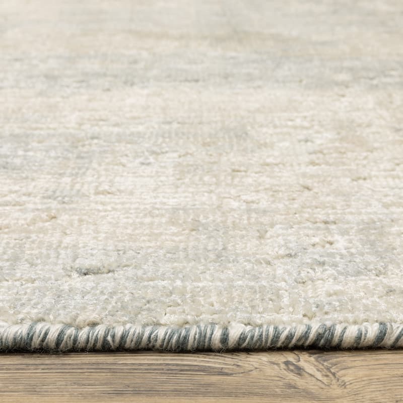 Somerset Textured Abstract Slate/ Beige Hand-made Wood Blend Area Rug