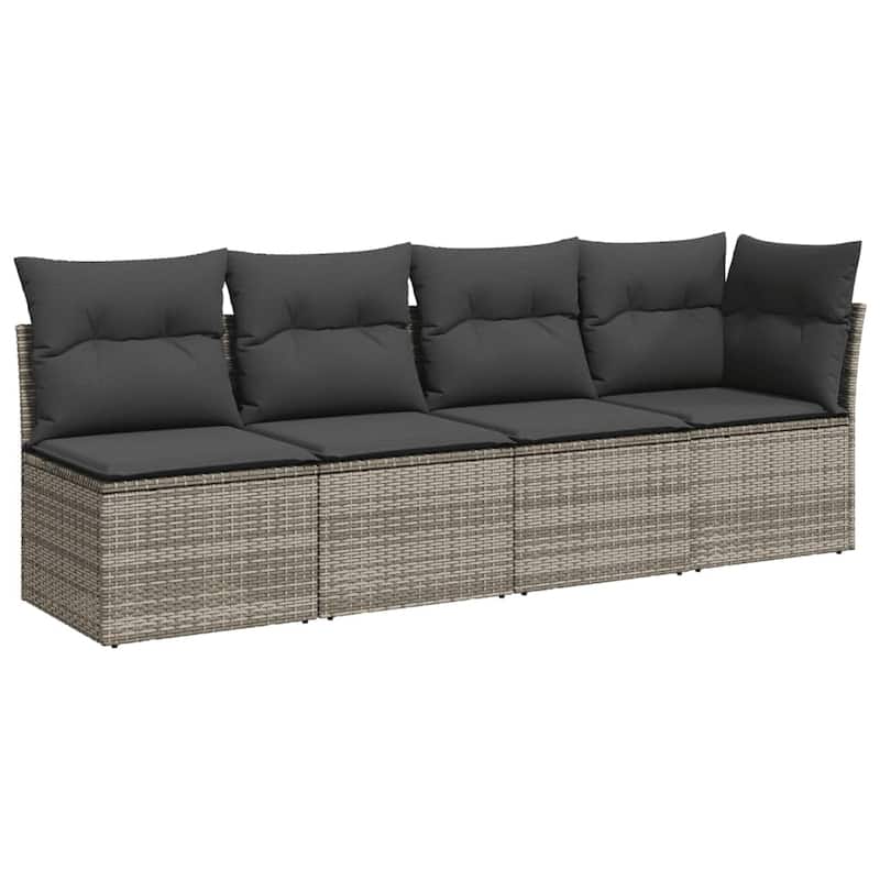 vidaXL Patio Sofa Set with Cushions Outdoor Furniture 11 Piece Poly Rattan - 21.7 x 39.4 x 28.7
