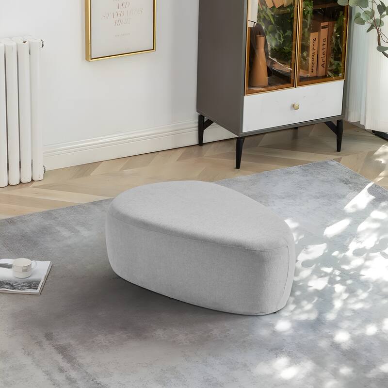Modern Triangular Upholstered Accent Ottoman - Large - Light Grey/L