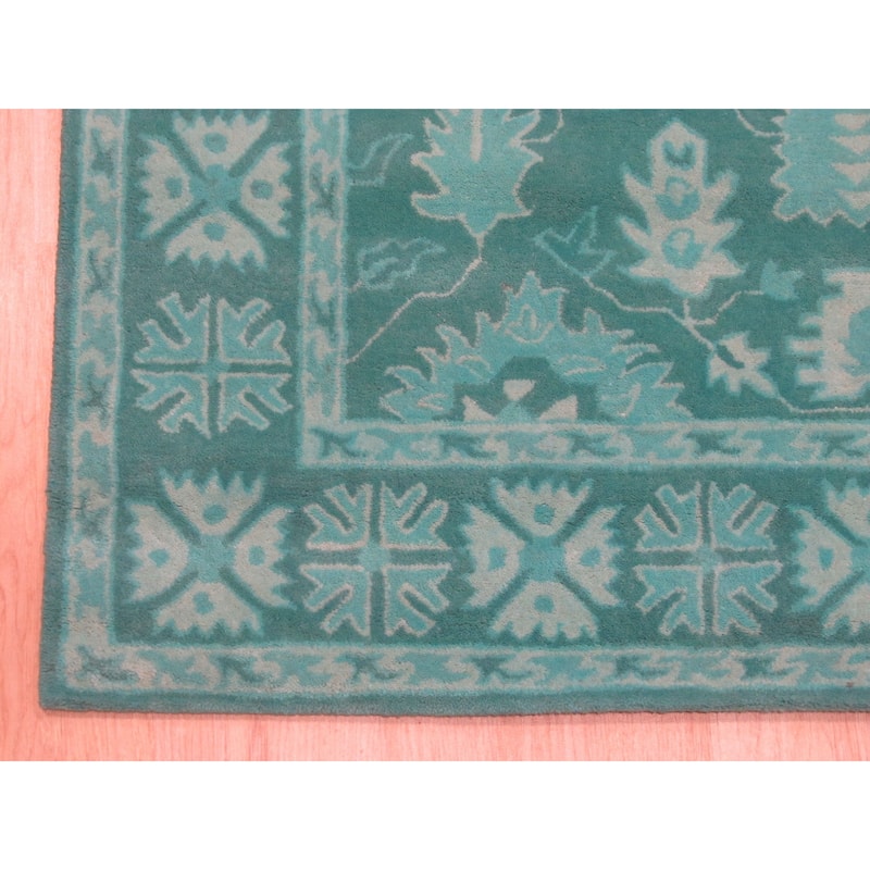 Hand-Tufted Wool Green Traditional Oriental Overdyed Rug - Timeless Elegance and Modern Flair
