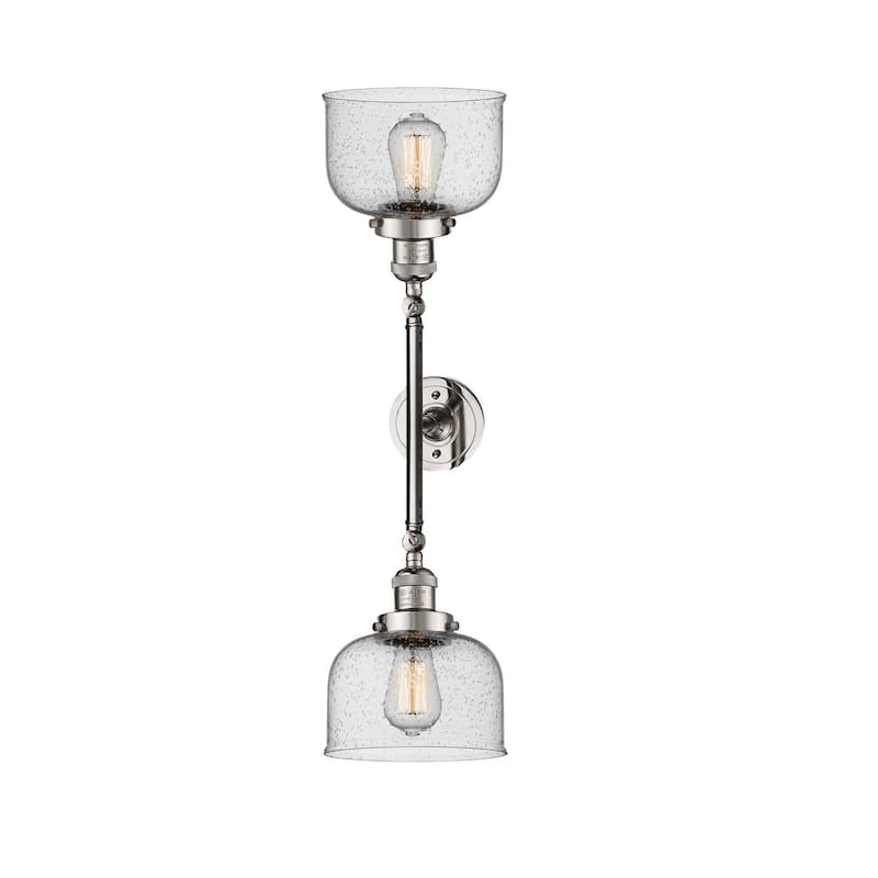 Innovations Lighting Large Bell 2 Light 23" Wide Bathroom Vanity Light - Polished Nickel / Seedy