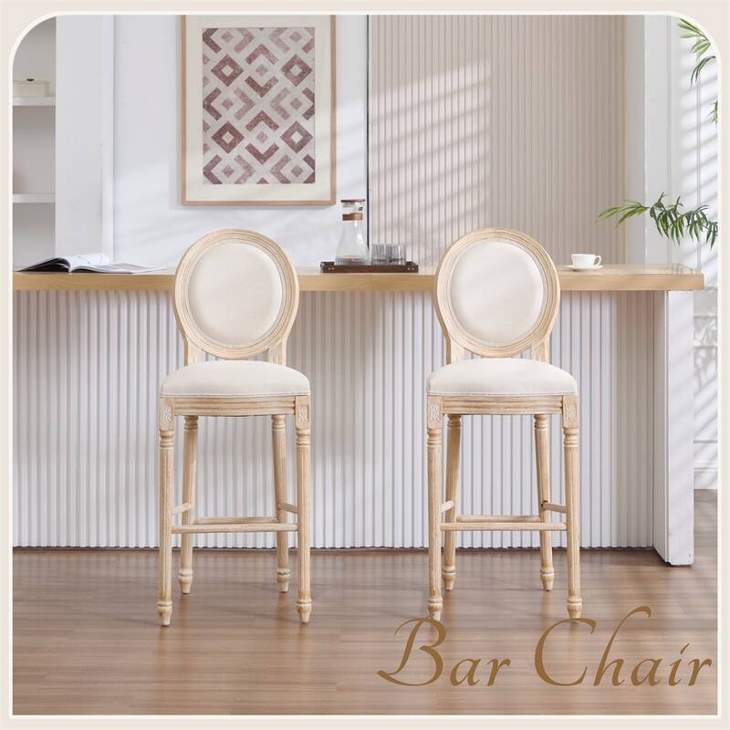 30'' Height Bar Chairs Set of 2,Upholstered Chairs with Round Back