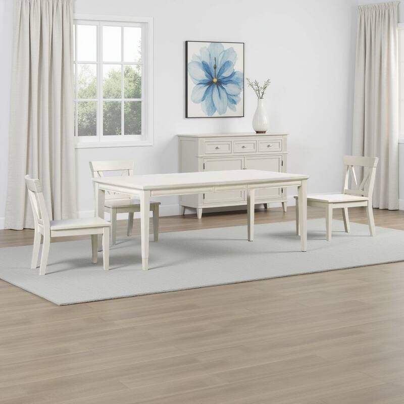 Witzy Dining Table, White Oak Solid Poplar Wood, 90 Inch Rectangular - White Oak