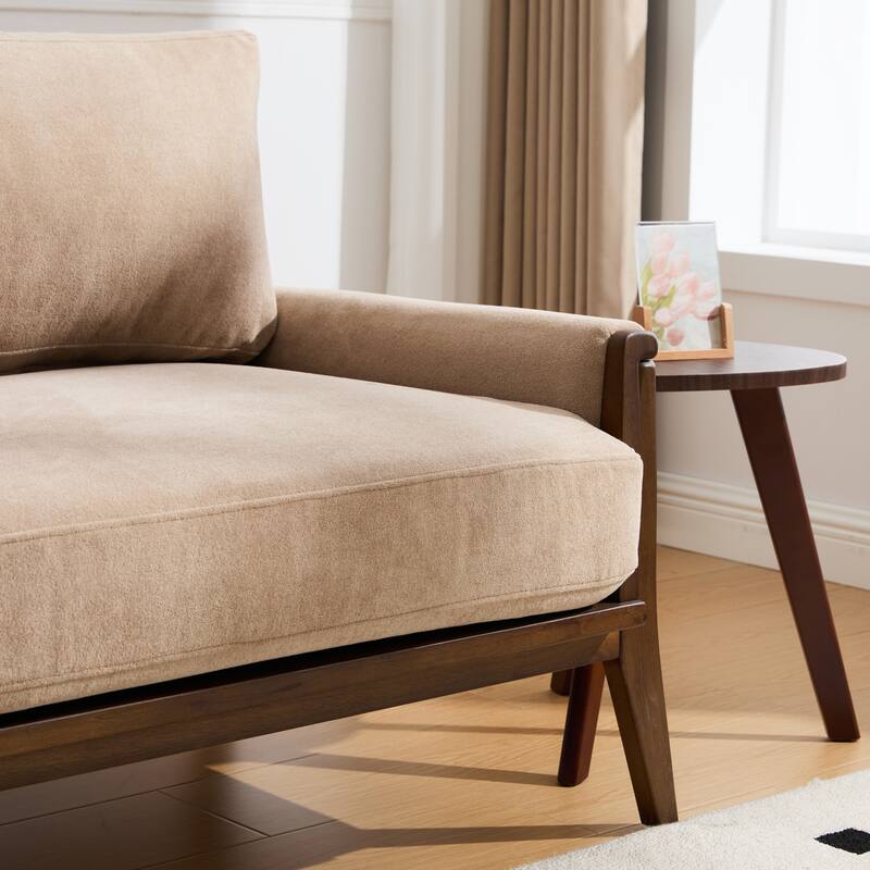 Christopher Knight Home - Mid-Century Modern 3-Seater 74" Upholstered Sofa with Solid Wood Frame