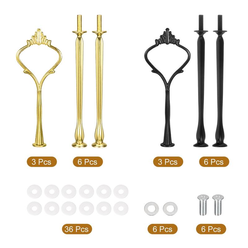 6 Set 3-Tier Cupcake Stand Hardware Handles with Screws Crown