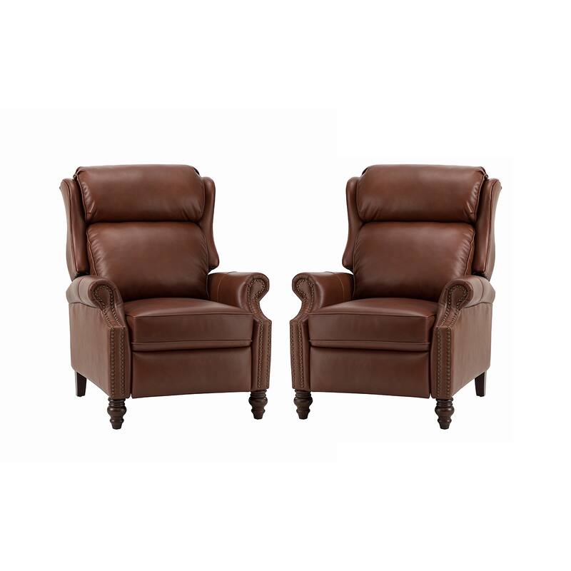 Noemon Genuine Leather Recliner with Nailhead Trims by HULALA HOME (Set of 2)